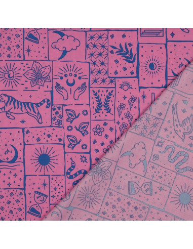 Tessuto popeline di cotone - Mystic sfondo rosa