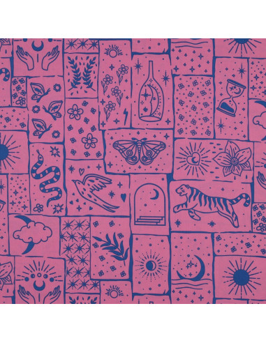 Tessuto popeline di cotone - Mystic sfondo rosa