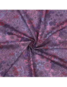 Tessuto popeline di cotone - Fiori viola
