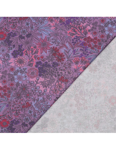Tessuto popeline di cotone - Fiori viola