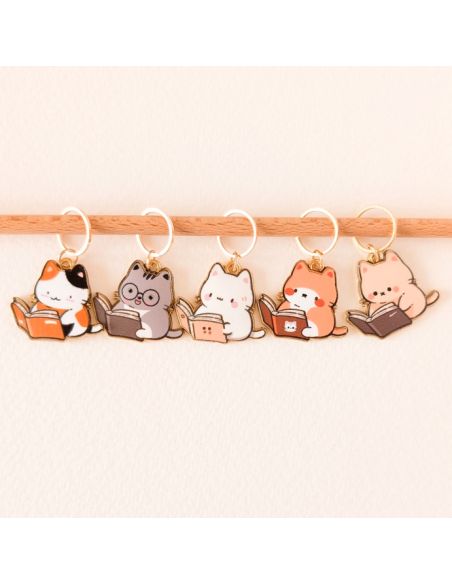 Set di 5 anelli segnapunti - Piccoli gatti lettura
