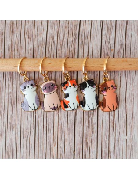 Set di 5 anelli segnapunti - Piccoli gatti manga