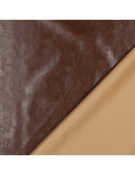 Tessuto similpelle stretch lucido per abbigliamento - Marrone