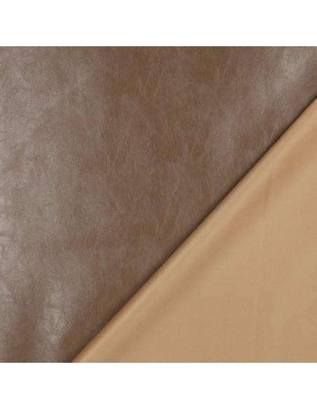 Tessuto similpelle stretch lucido per abbigliamento - Seppia
