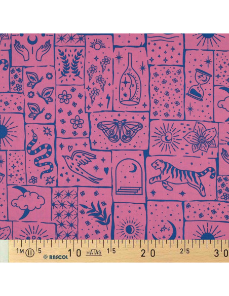 Tessuto popeline di cotone - Mystic sfondo rosa