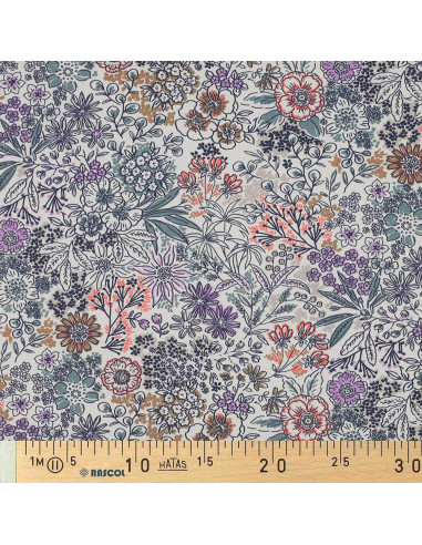 Tessuto popeline di cotone - Fiori écru