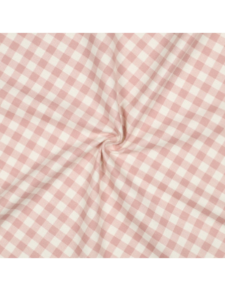 Tessuto flanella a grandi quadri - Rosa e écru