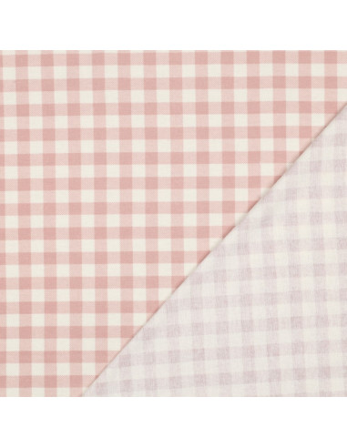 Tessuto flanella a grandi quadri - Rosa e écru