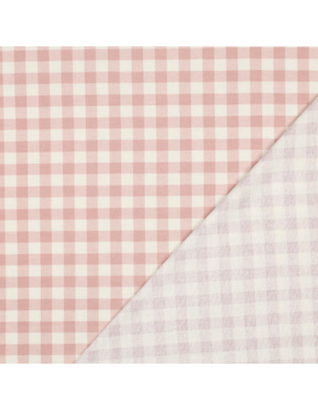 Tessuto flanella a grandi quadri - Rosa e écru