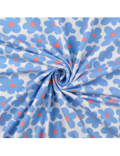 Tessuto jersey fiori - Blu