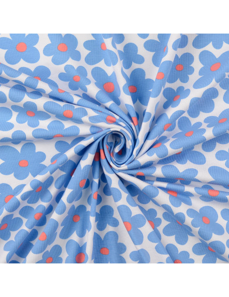 Tessuto jersey fiori - Blu