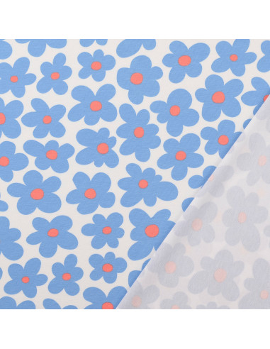 Tessuto jersey fiori - Blu