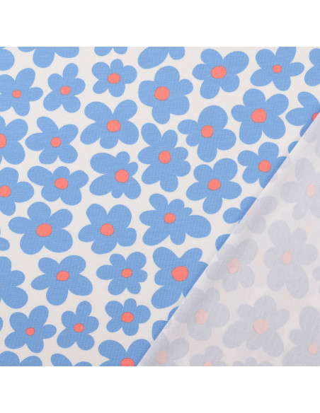 Tessuto jersey fiori - Blu
