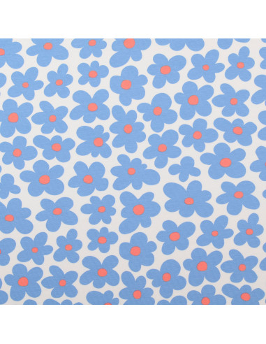 Tessuto jersey fiori - Blu