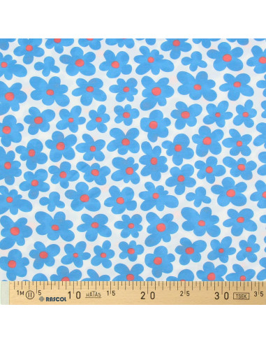 Tessuto jersey fiori - Blu