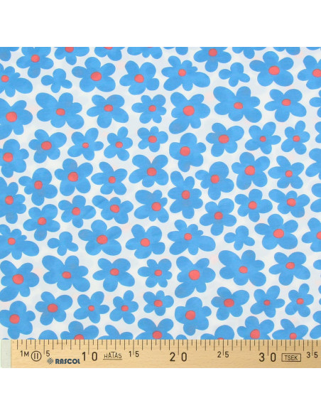 Tessuto jersey fiori - Blu