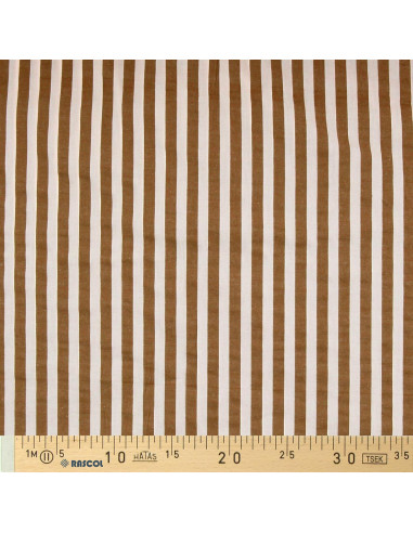 Tessuto Seersucker a righe larghe - Beige e avana