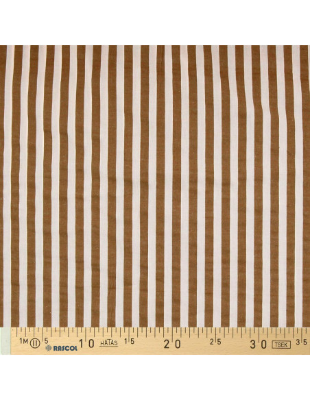 Tessuto Seersucker a righe larghe - Beige e avana