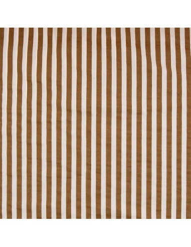 Tessuto Seersucker a righe larghe - Beige e avana