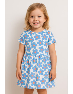 Tessuto jersey fiori - Blu 2