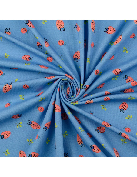 Tessuto jersey Fragole - Azzurro chiaro