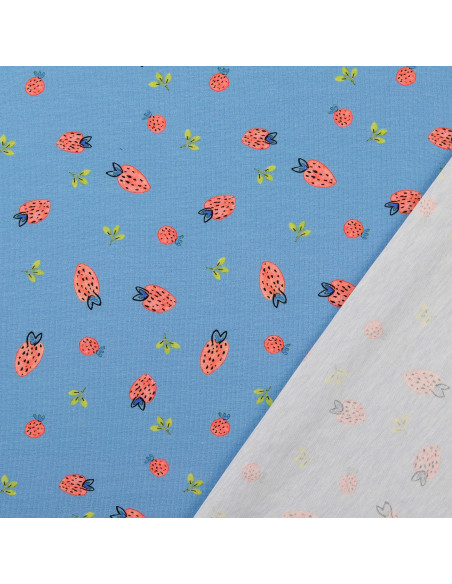 Tessuto jersey Fragole - Azzurro chiaro