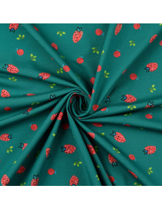 Tessuto jersey Fragole - Verde petrolio