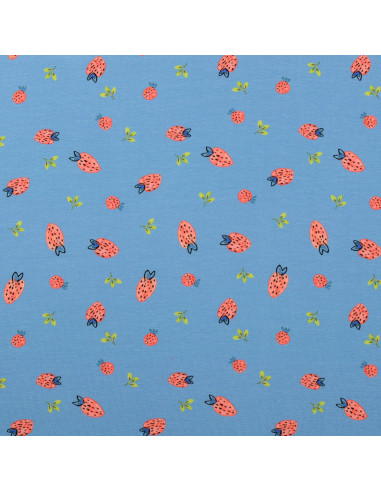 Tessuto jersey Fragole - Azzurro chiaro