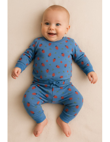 Tessuto jersey Fragole - Azzurro chiaro