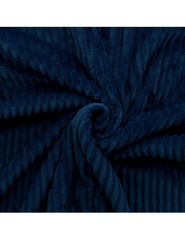 Tessuto minky a coste larghe - Blu marino