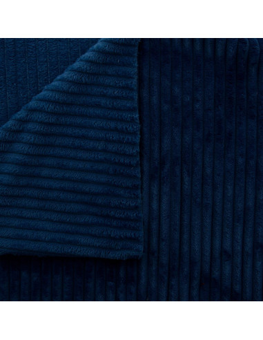 Tessuto minky a coste larghe - Blu marino