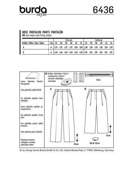 Modello di pantaloni - Burda 6436