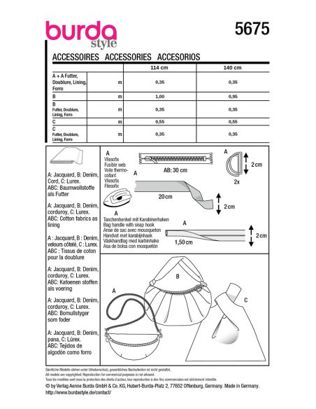 Modello di accessori - Burda 5675