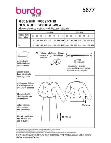 Modello di abito e T-shirt - Burda 5677