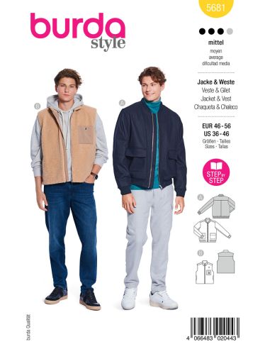 Modello di giacca e gilet - Burda 5681