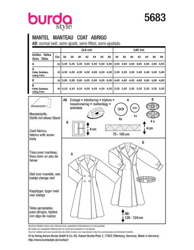Modello di cappotto - Burda 5683