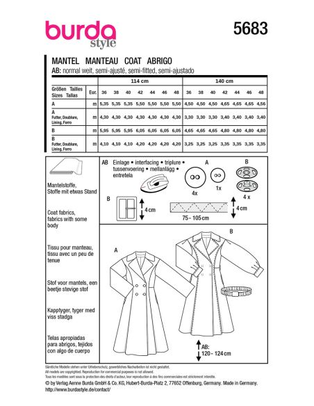 Modello di cappotto - Burda 5683