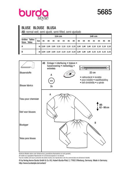 Modello di camicetta - Burda 5685