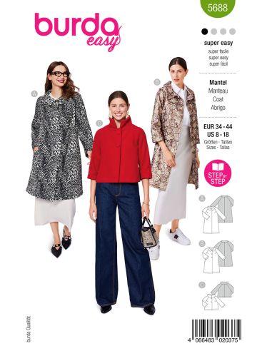 Modello di cappotto e giacca - Burda 5688