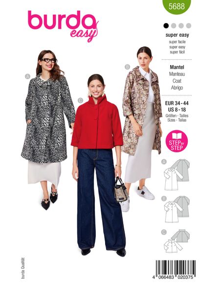 Modello di cappotto e giacca - Burda 5688