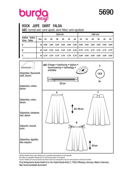 Modello di gonna - Burda 5690