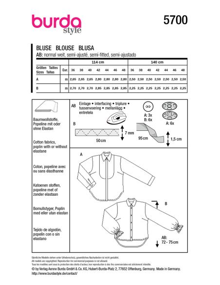 Modello di camicetta - Burda 5700