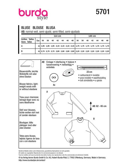 Modello di camicetta - Burda 5701