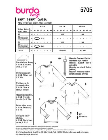 Modello di T-shirt - Burda 5705