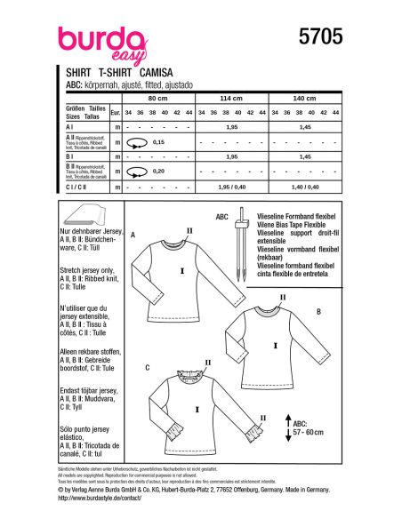 Modello di T-shirt - Burda 5705