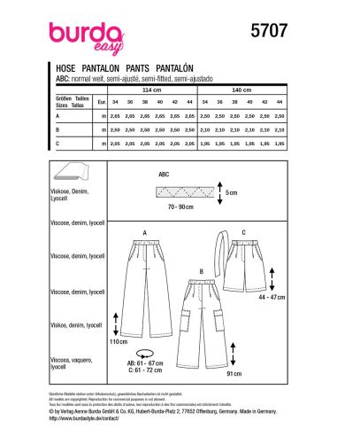 Modello di pantaloni - Burda 5707