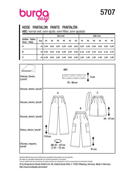 Modello di pantaloni - Burda 5707
