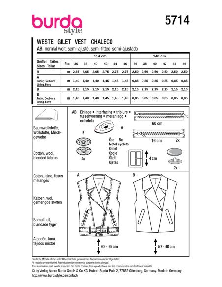 Modello di gilet - Burda 5714