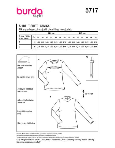 Modello di T-shirt - Burda 5717