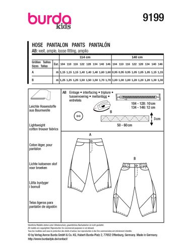 Modello di pantaloni - Burda 9199